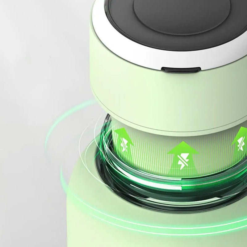 Grüner Luftreiniger mit LED-Anzeige, modernem Design, ideal für saubere Raumluft.