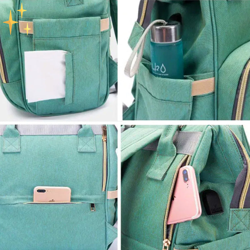 Stylische Wickelrucksack mit USB-Ladegerät – ParentPack