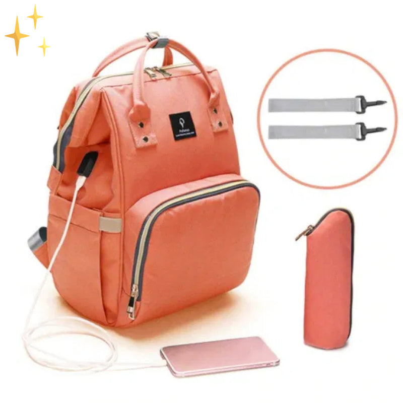Stylische Wickelrucksack mit USB-Ladegerät – ParentPack