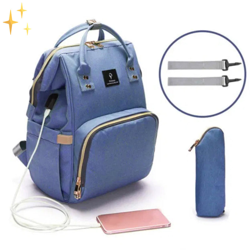 Stylische Wickelrucksack mit USB-Ladegerät – ParentPack