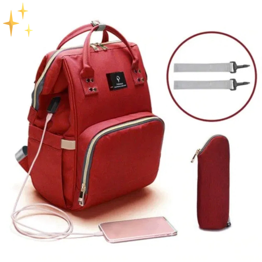 Stylische Wickelrucksack mit USB-Ladegerät – ParentPack