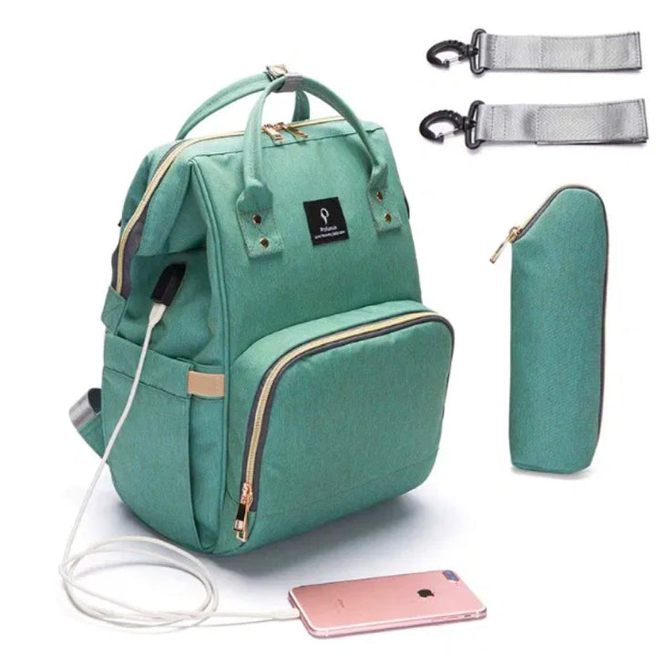 Stylische Wickelrucksack mit USB-Ladegerät – ParentPack