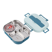 Bento Box Edelstahl Blau, Lunchbox mit Fächern, auslaufsicher, umweltfreundlich, wiederverwendbar