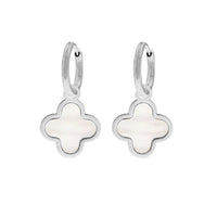 Silberne Kleeblatt-Ohrringe, luxuriöses Design, modischer Schmuck, Damenaccessoire.