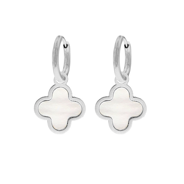 Silberne Kleeblatt-Ohrringe, luxuriöses Design, modischer Schmuck, Damenaccessoire.