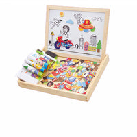 Holztafel mit Magnetpuzzle, bunte Formen, Kinder Lernspielzeug, abwischbar, multifunktional