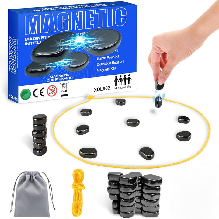 Magnetisches Schachspiel Set, schwarz, mit Seil und Beutel, für 1-4 Spieler, Intelligenzspielzeug