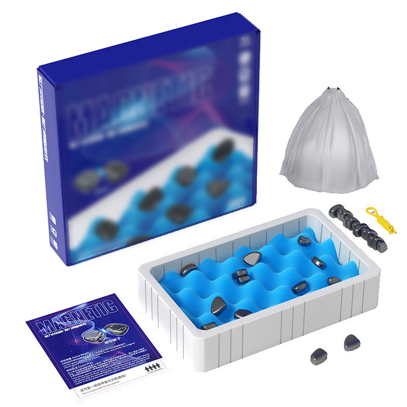 Magnetisches Spielzeug-Set, blau, mit Aufbewahrungsbox und Anleitung, für Kinder ab 8 Jahren.