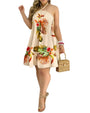Rückenfreies Sommerkleid mit tropischem Print und Halterneck - InselTraum
