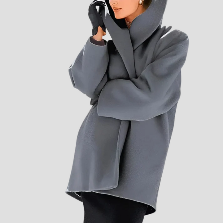 Damen Wollmantel mit Kapuze – Arvella