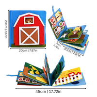 Stoffbuch für Kinder, Bauernhof-Thema, 20x20cm, Lernspielzeug, bunt, interaktiv.