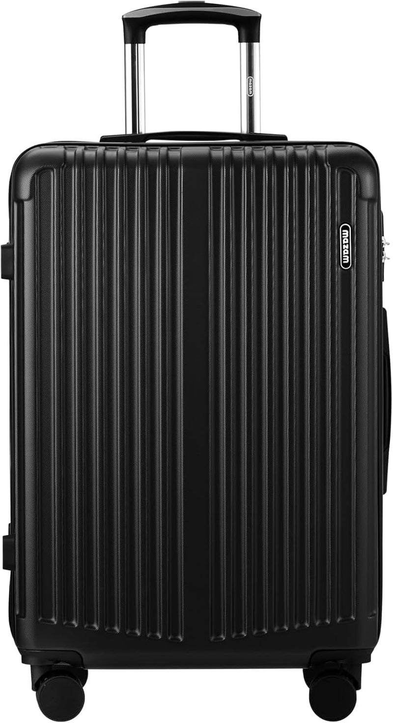 Große Hartschalenkoffer mit 360° Rollen und TSA-Schloss – Schwarz Gestreift