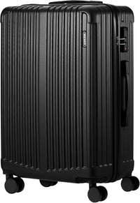 Große Hartschalenkoffer mit 360° Rollen und TSA-Schloss – Schwarz Gestreift