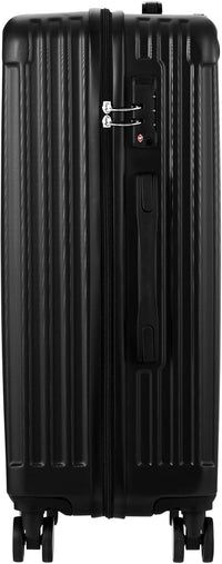 Große Hartschalenkoffer mit 360° Rollen und TSA-Schloss – Schwarz Gestreift