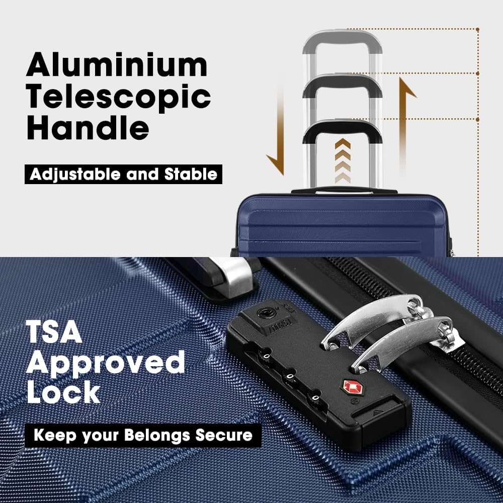 3-teiliges Hartschalen-Spinner-Kofferset mit TSA-Schloss und Organisiertem Innenraum