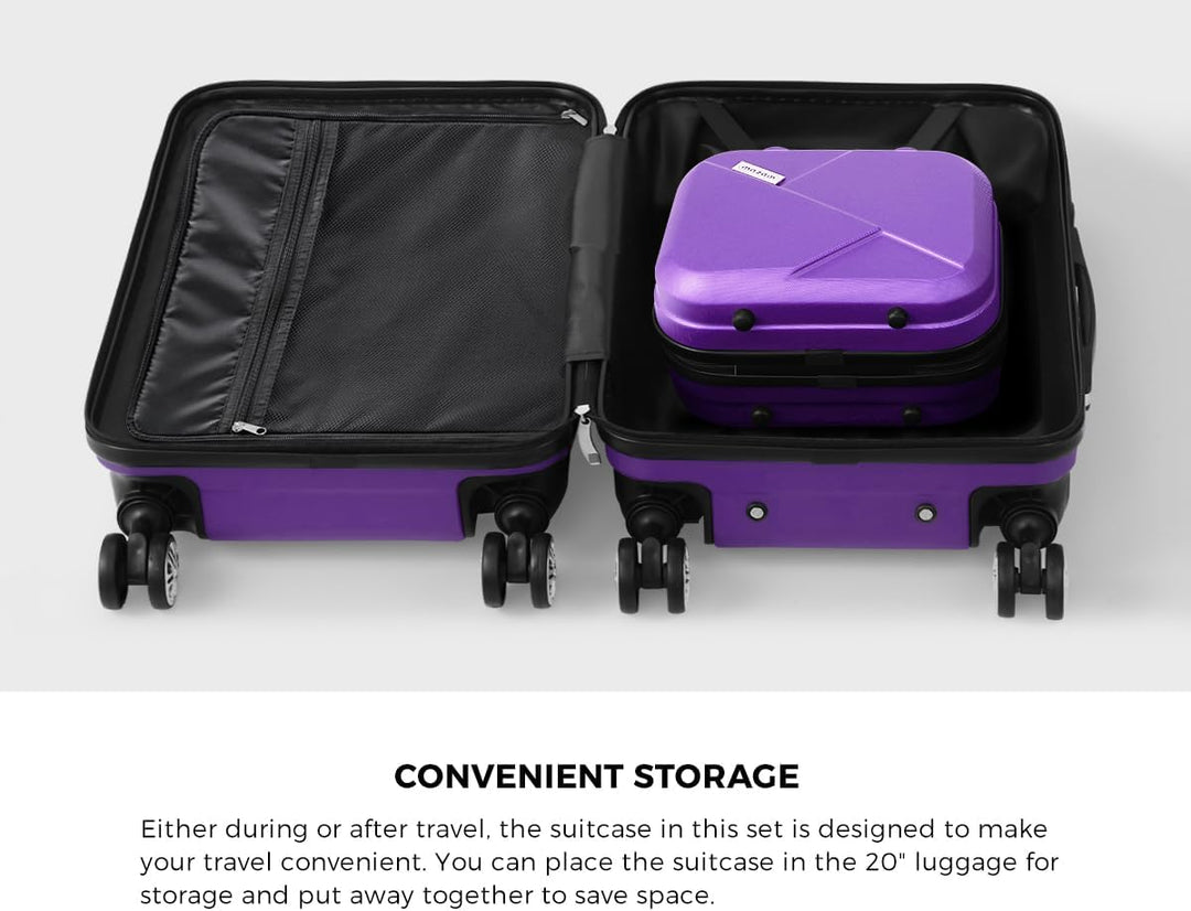 3-teiliges Hartschalen-Spinner-Kofferset mit TSA-Schloss und Organisiertem Innenraum