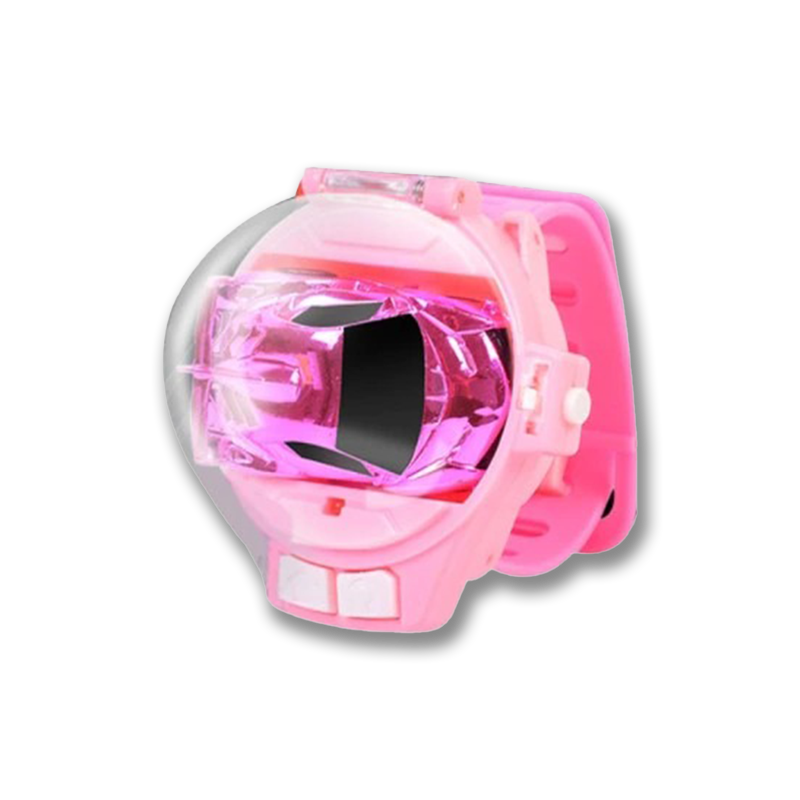 Rosa Spielzeugarmband mit transparentem Gehäuse, leuchtend, Kinderaccessoire.