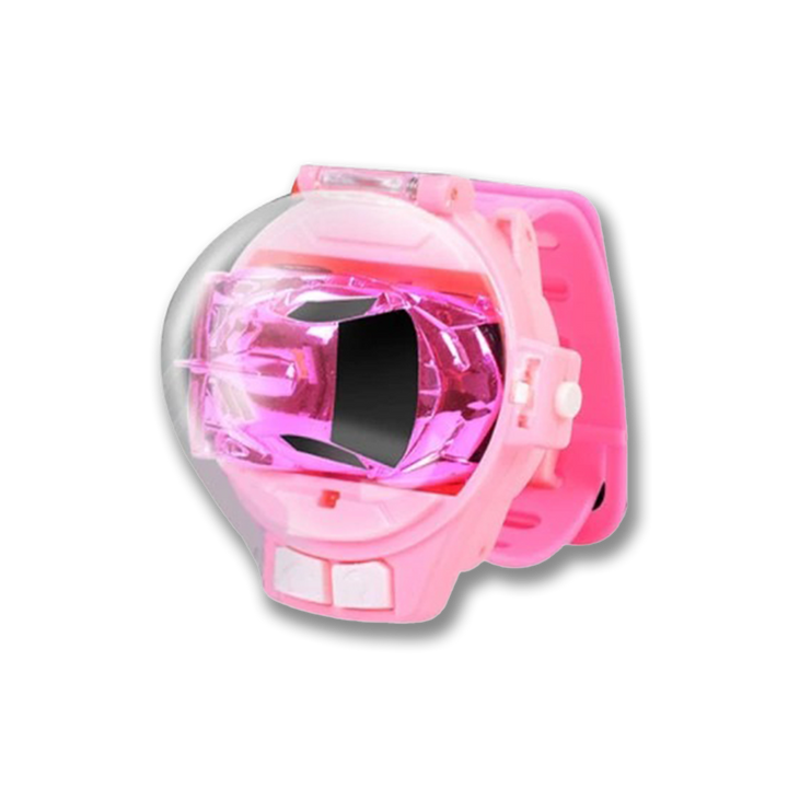 Rosa Spielzeugarmband mit transparentem Gehäuse, leuchtend, Kinderaccessoire.