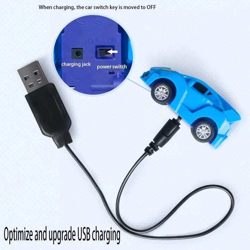 Blaues Mini-Cartoon-RC-Auto mit USB-Ladekabel, Spielzeugauto, Kinder, Geschenk.