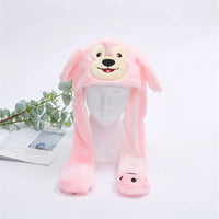 Rosa Plüschmütze mit Affengesicht, Ohrenklappen, Kinder Wintermütze, niedlich, warm.