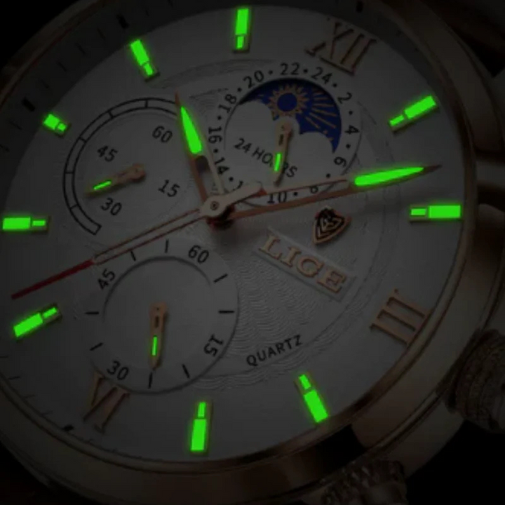 Klassische Herrenarmbanduhr mit Quarzwerk & Lederarmband – Davion