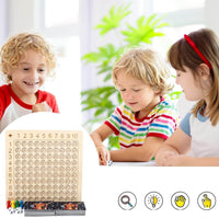 Lernspiel Holzbrett zur Multiplikation 1–10 mit Karten & Würfeln