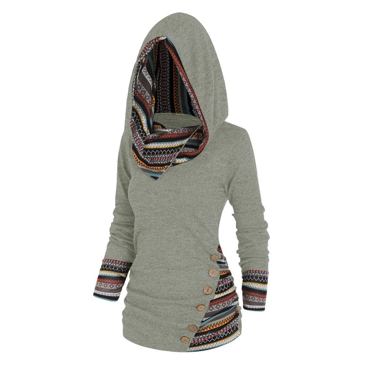 Herbstlicher Damen Kapuzenpullover mit Tribal-Muster – Tavira