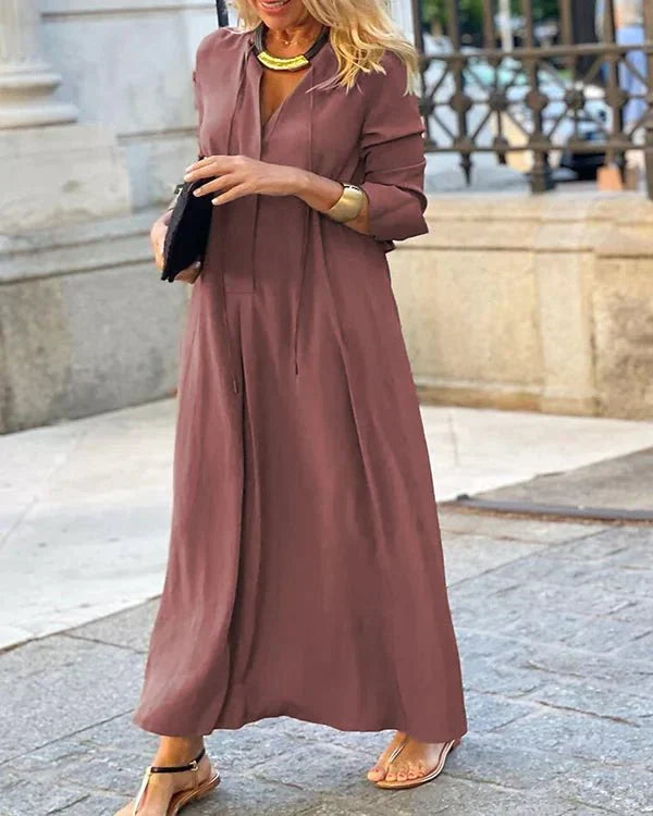 Herbst Maxi Kleid mit langen Ärmeln – Amira