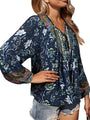 Vintage Boho Herbstbluse mit Blumenprint und langen Ärmeln – Sana