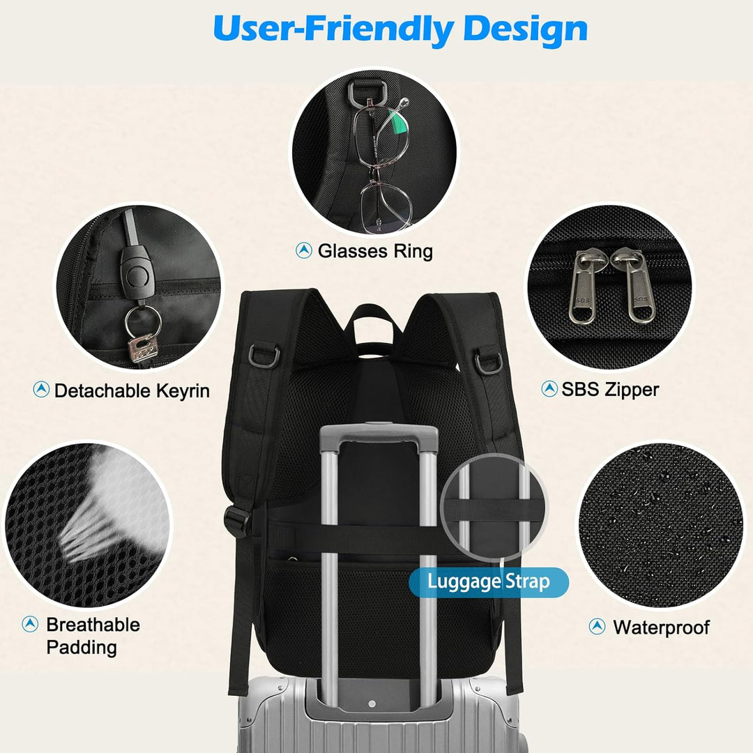 Wasserdichter Laptop- und Lunch-Rucksack mit USB-Anschluss – Multikompartiment-Reisetasche