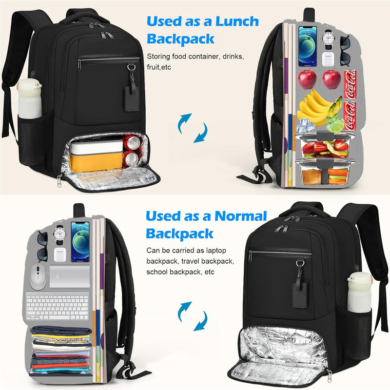 Wasserdichter Laptop- und Lunch-Rucksack mit USB-Anschluss – Multikompartiment-Reisetasche
