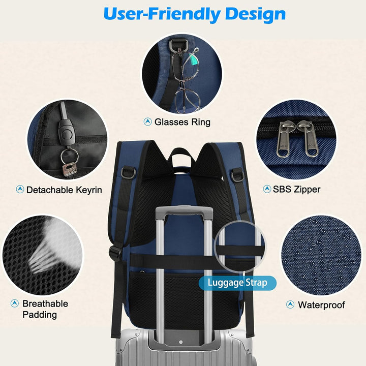 Wasserdichter Laptop- und Lunch-Rucksack mit USB-Anschluss – Multikompartiment-Reisetasche