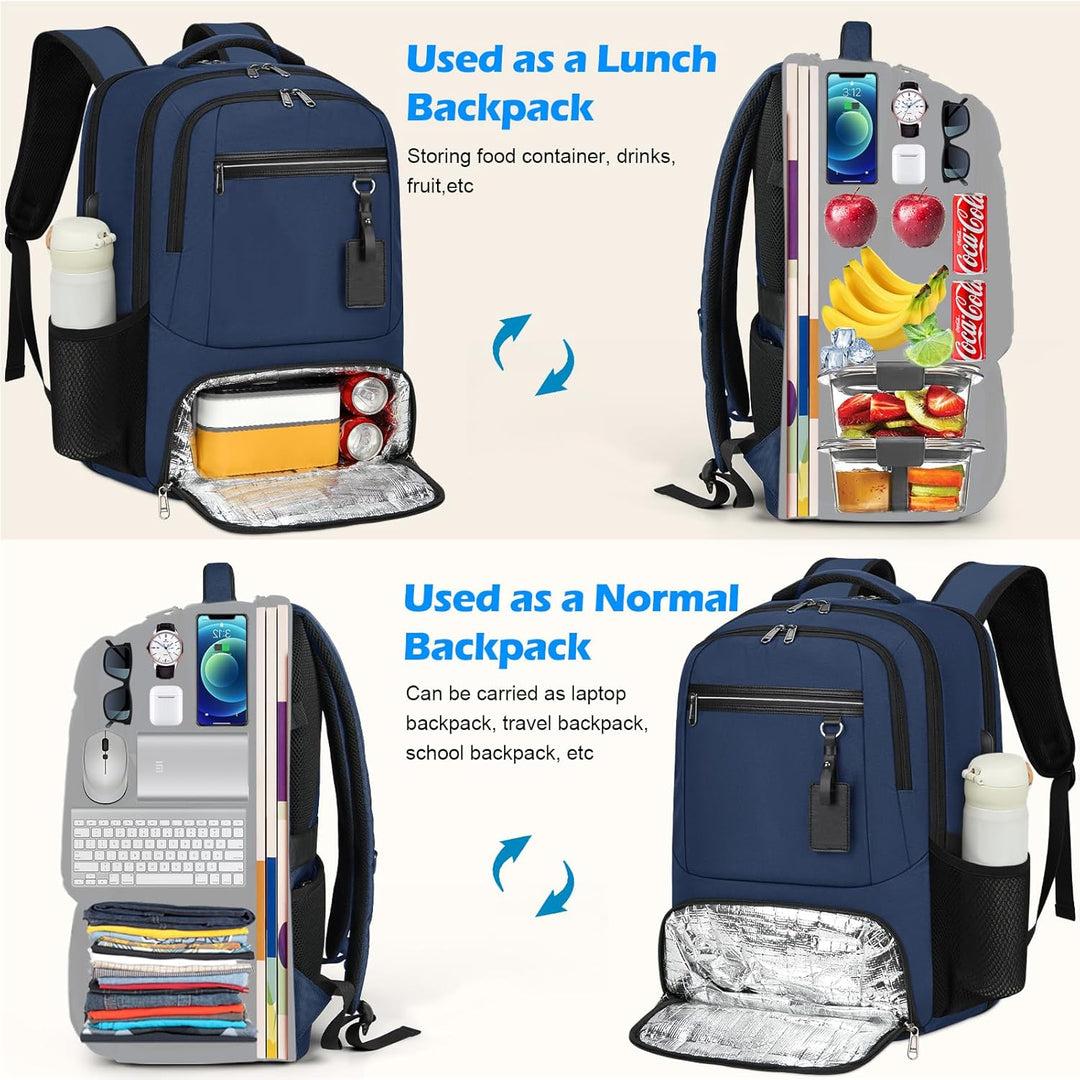 Wasserdichter Laptop- und Lunch-Rucksack mit USB-Anschluss – Multikompartiment-Reisetasche