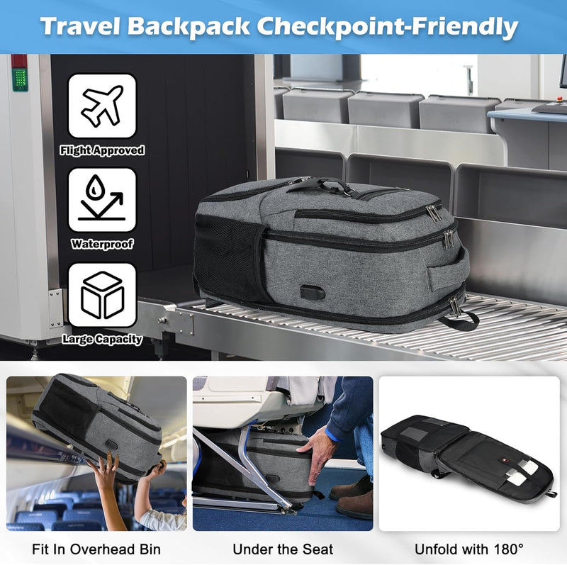 Wasserdichter Laptop- und Lunch-Rucksack mit USB-Anschluss – Multikompartiment-Reisetasche