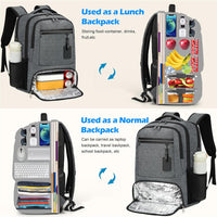 Wasserdichter Laptop- und Lunch-Rucksack mit USB-Anschluss – Multikompartiment-Reisetasche