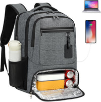 Wasserdichter Laptop- und Lunch-Rucksack mit USB-Anschluss – Multikompartiment-Reisetasche