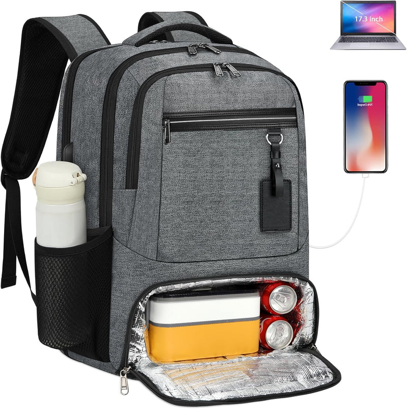 Wasserdichter Laptop- und Lunch-Rucksack mit USB-Anschluss – Multikompartiment-Reisetasche