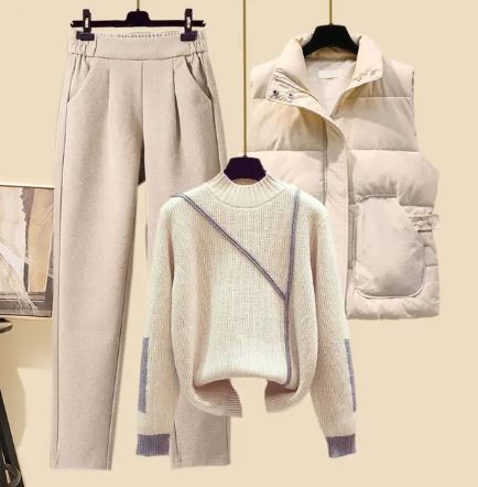 3-Teiliges Damen Herbstset Hose, Weste und Pullover – Amira Herbstzauber Edition