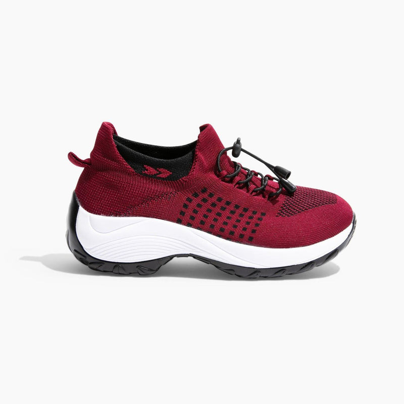 Rote Orthopädische Stretch-Schuhe, atmungsaktiv, rutschfest, bequeme Sohle, Damen Sneaker.