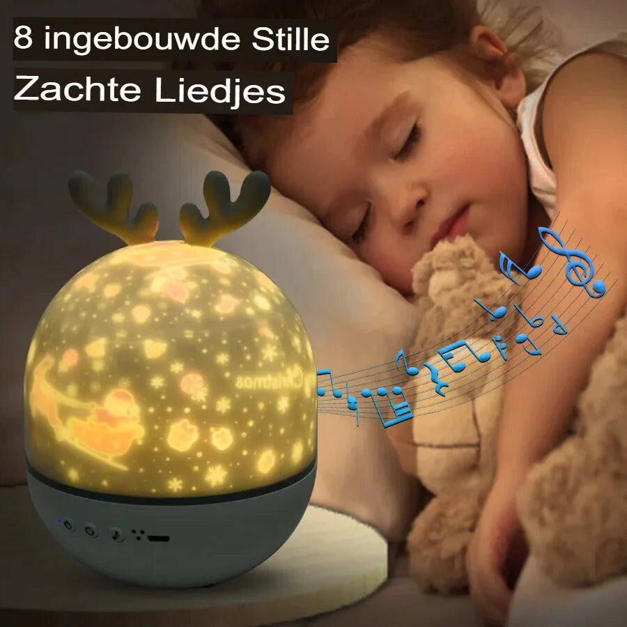 Nachtlicht Projektor Rentier Design, Bluetooth Lautsprecher, Kinderzimmer, Geschenkidee.