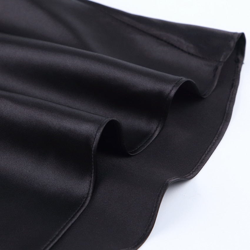 Satinschimmernder Damen Midirock in A-Linie mit hoher Taille – Liora