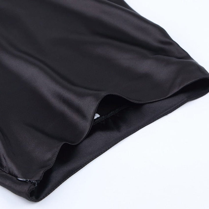 Satinschimmernder Damen Midirock in A-Linie mit hoher Taille – Liora