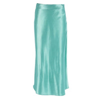 Satinschimmernder Damen Midirock in A-Linie mit hoher Taille – Liora