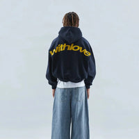 Kuscheliger Herbst-Kapuzenpullover mit Rückenprint – Love