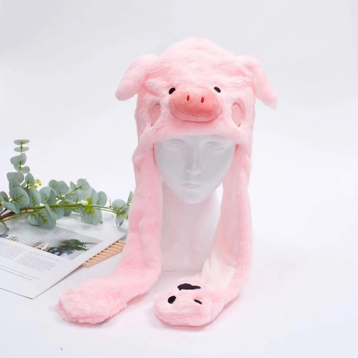 Rosa Plüschmütze Schwein, lustige Wintermütze, Tierhut, Geschenkidee, Kinder Accessoire