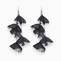 Schwarze Netzflügel Ohrringe, handgefertigt, modisch, leicht, einzigartiges Design.