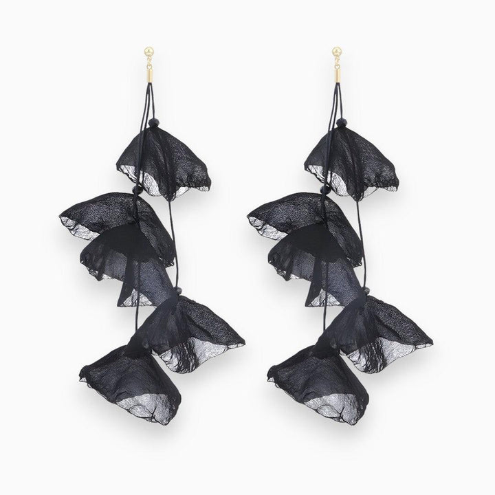 Schwarze Netzflügel Ohrringe, handgefertigt, modisch, leicht, einzigartiges Design.