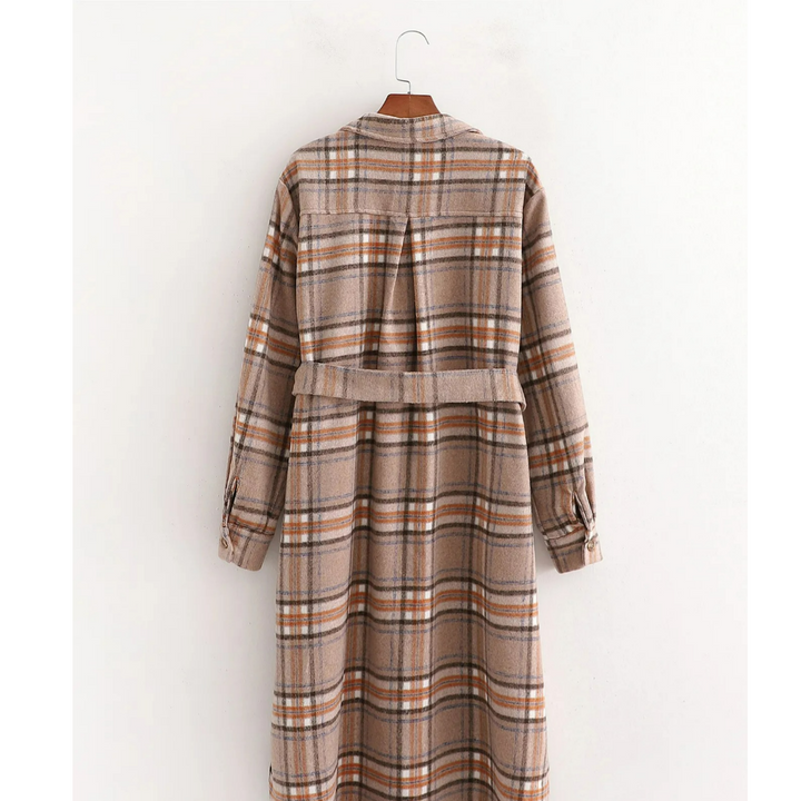 Kariertes Herbstkleid mit Gürtel – Elodie