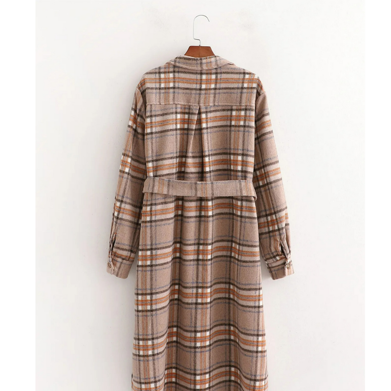 Kariertes Herbstkleid mit Gürtel – Elodie