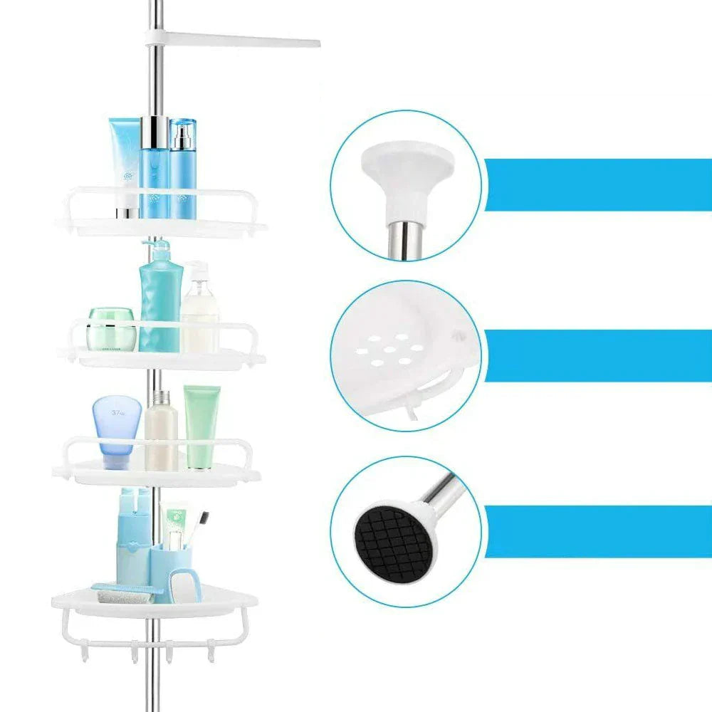 Teleskopische Duschregal mit 4 Ablagen – VertiRack